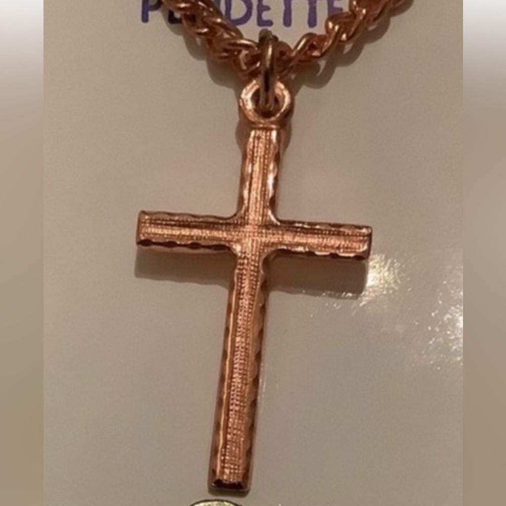 New vintage Copper cross pendette